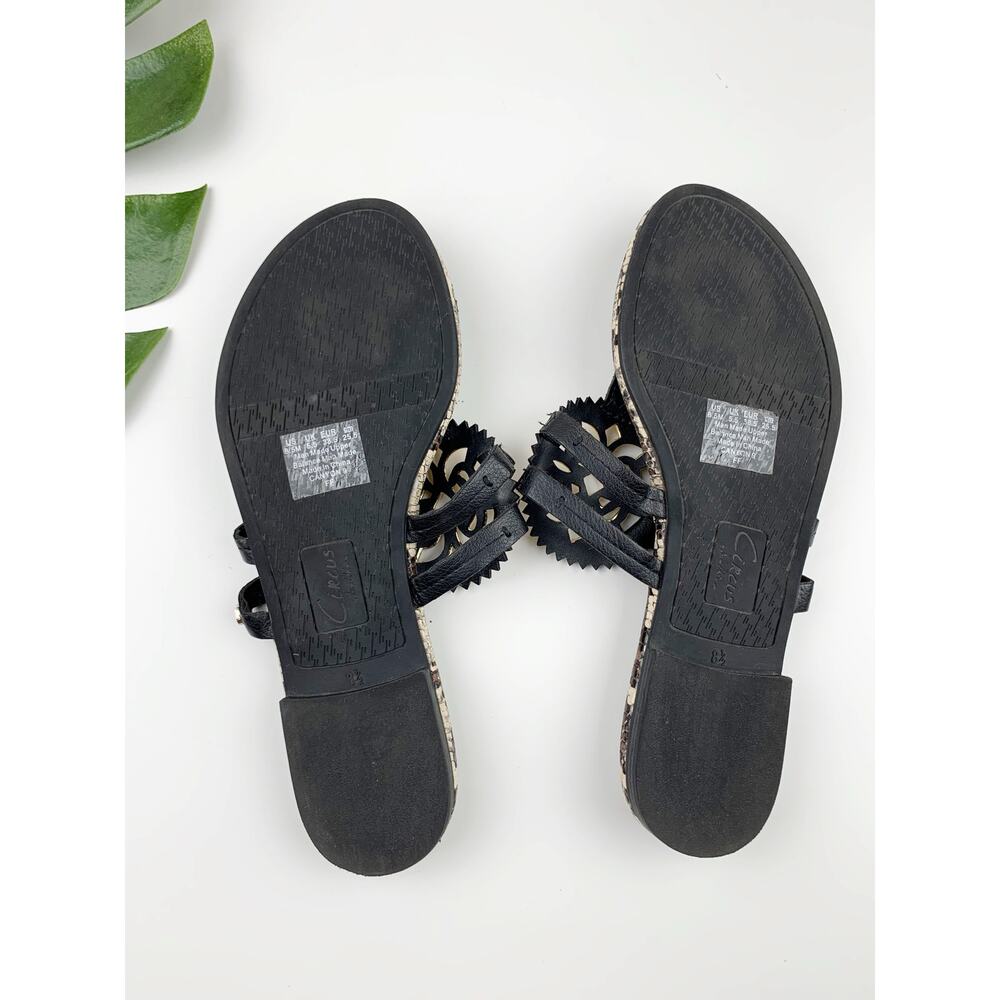 Circus NY Sam Edelman Canyon Sandals Black Gold Medallion Thong Women's 8.5 - Picture 8 of 9